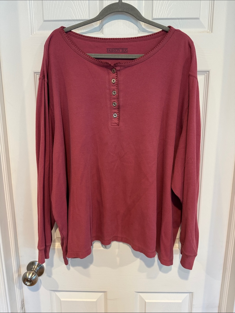 Fashion Bug Long Sleeve Henley Top - Mauve